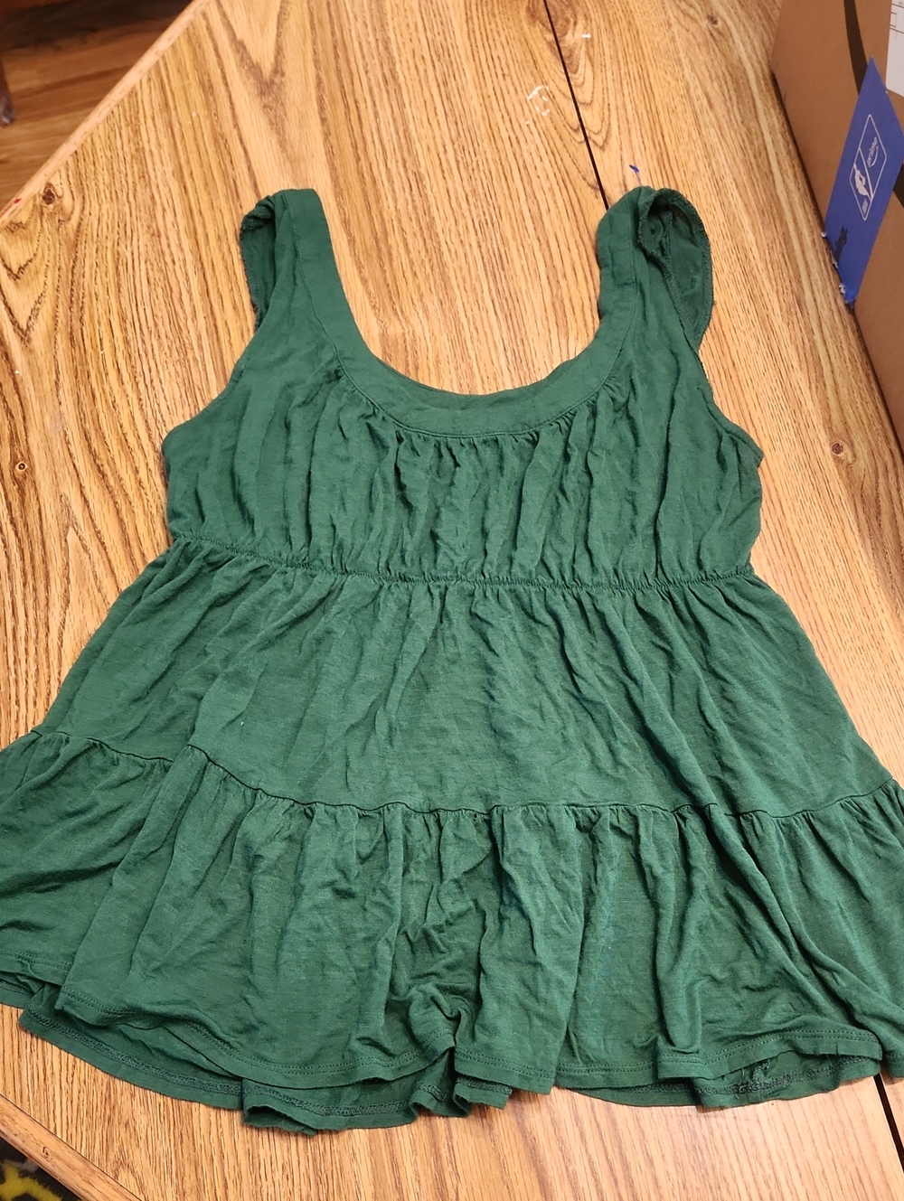 Women's Green Tiered Sleeveless Tank Top